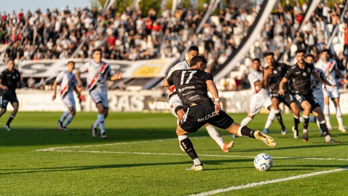 action packed football match with crowds